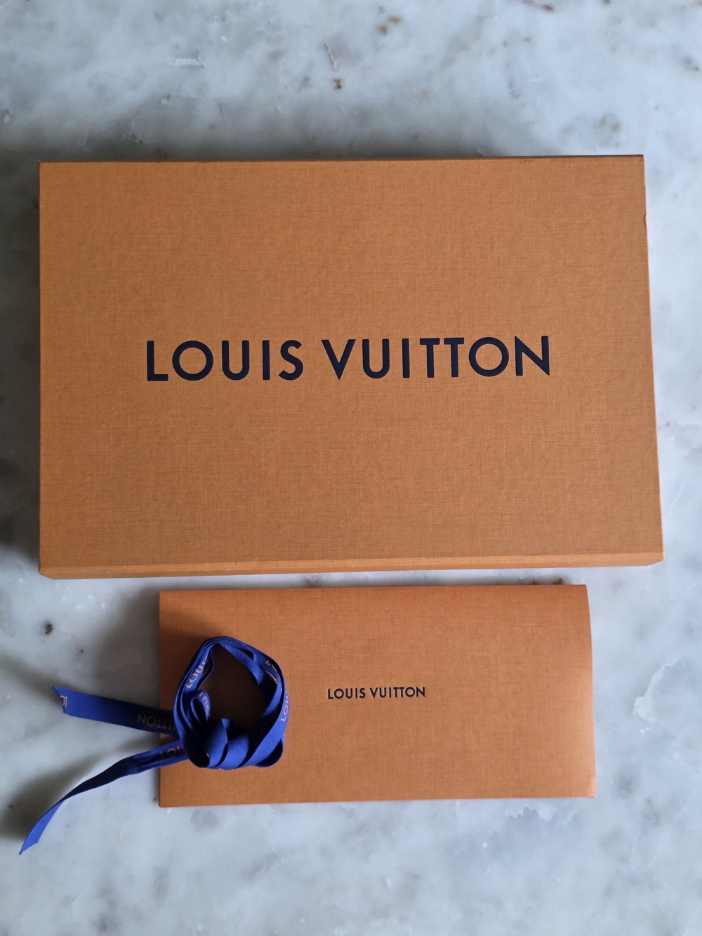 Authentic Louis Vuitton Gift Box with Blue Ribbon-12"Wx8"Hx2"D